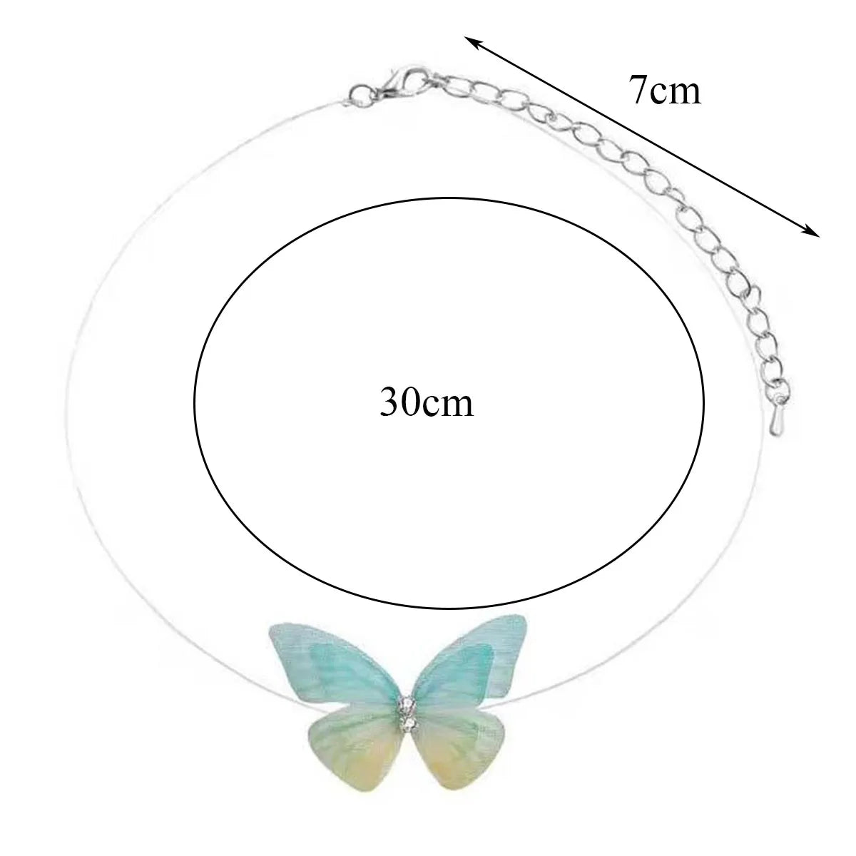 Dospita New Design Drop Butterfly Charms Invisible Fish Line Crystal Choker Necklace For Women Collar Jewelry Gift