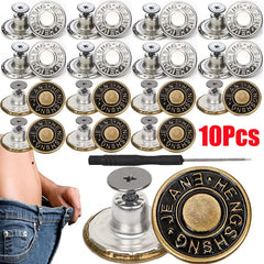 Dospita 10pcs Detachable Metal Buttons Snap Fastener Pants Pin for Jeans Retractable Button Sewing-Free Buckles Perfect Fit Reduce Waist