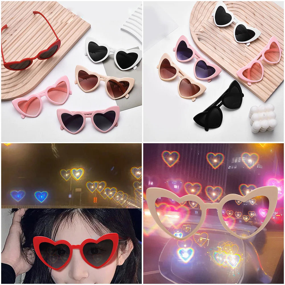 Dospita Fashion Heart Shaped Effects Glasses Watch The Lights Change To Heart Shape At Night Diffraction Glasses Women Female Sunglasses