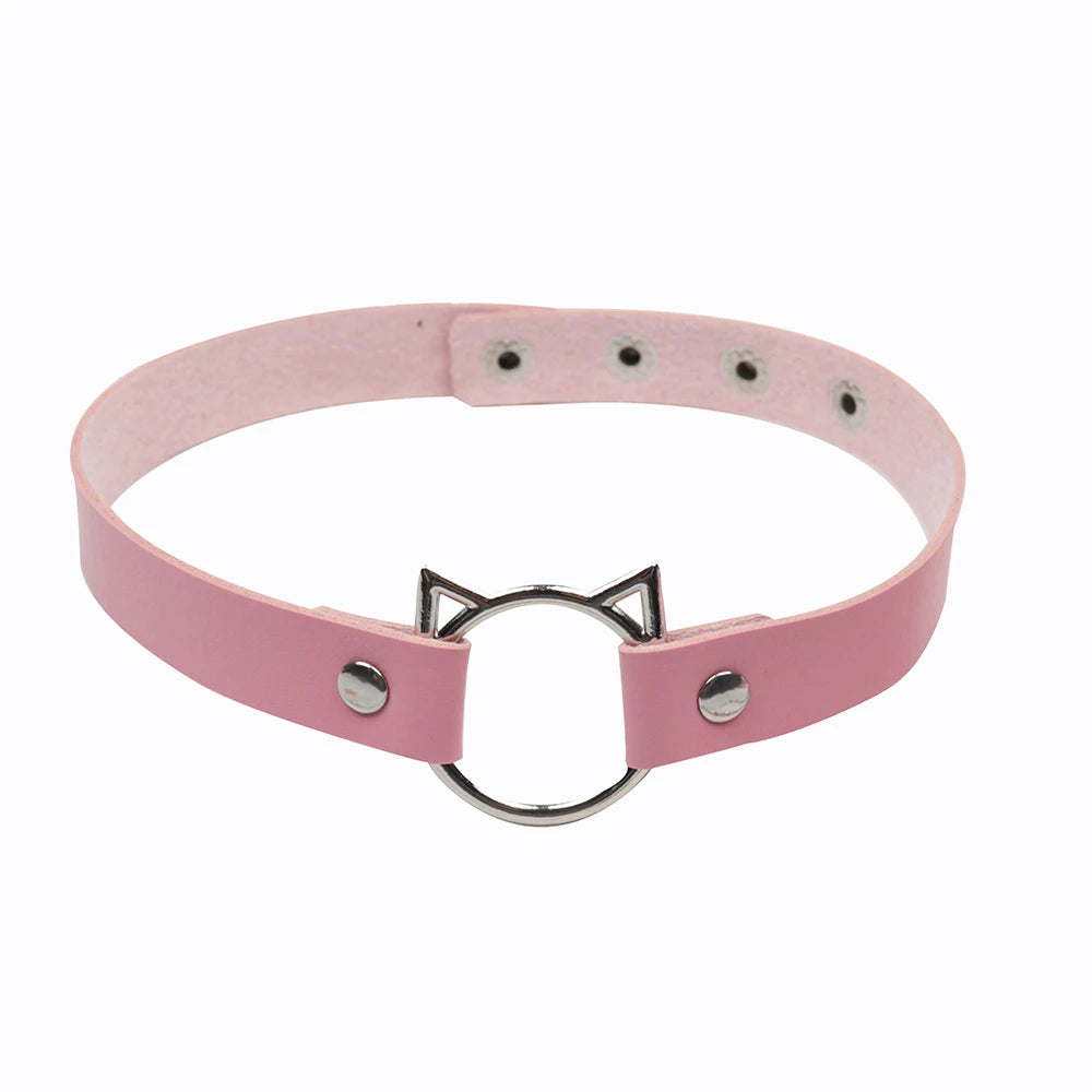 Dospita  -  New Cosplay Harajuku Punk Rock Gothic Collar Choker Sexy PU Leather Cat Ear Accessories Sexy Trendy Collar Choker Necklace