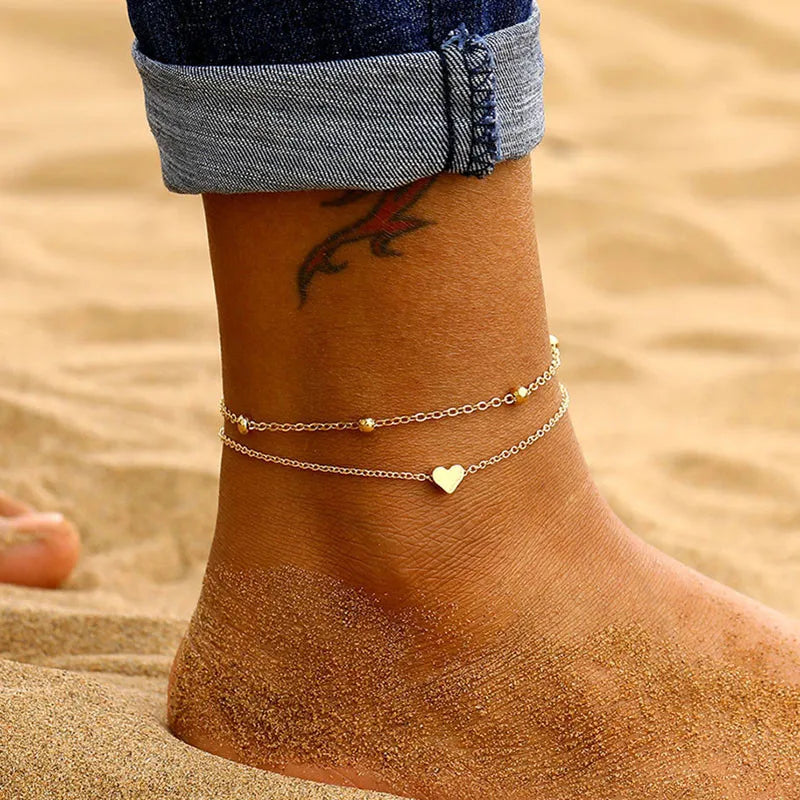 Dospita Bohemia Silver Color Chain Ankle Bracelet On Leg Foot Jewelry Boho Pineapple Star Charm Anklet Set For Women Accessories