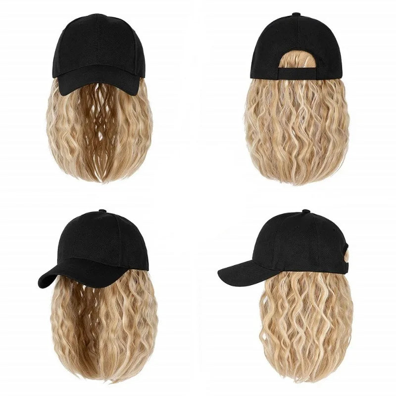 Dospita Wig Hats Women's Fashion Sunshade Wig Caps One-piece Wig Baseball Cap Nature Trends Wig Hats Curly Wig Hat Short Wig Bonnets