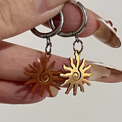 Dospita Stainless Steel Earrings Exquisite Sun Sunflower Pendant Fashion Dangle Earrings For Women Jewelry Best Friend Birthday Gift New