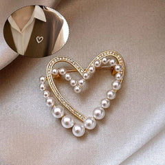 Dospita Fashion High-Quality Alloy Love Heart New Pearl Rhinestone Brooch Pin Women's Elegant Clothing Shawl Scarf Buckle Pins Jewelry