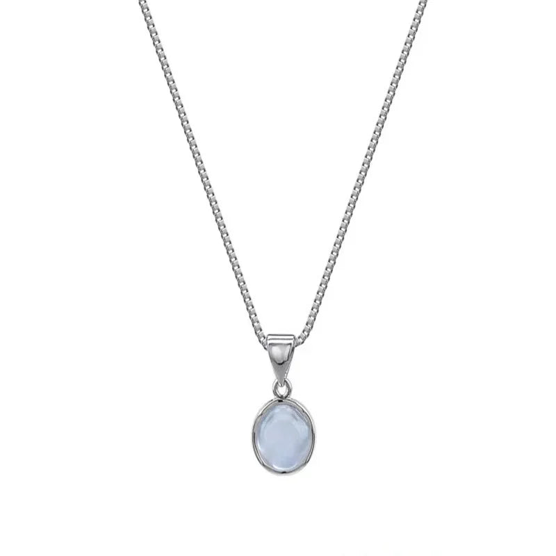 Dospita  -  Fashion Silver  Women Jewelry Clavicle Chain Plated White Round Moonstone PendantI Necklaces Daily Accessories