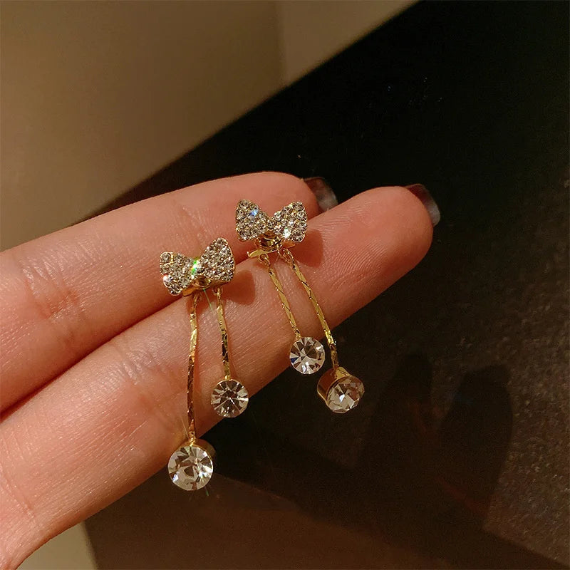 Dospita  -  Trendy Crystal Long Earrings Female Moon Star Flower Rhinestone Wedding Pendant Earrings Fashion Korean Jewelry Earrings