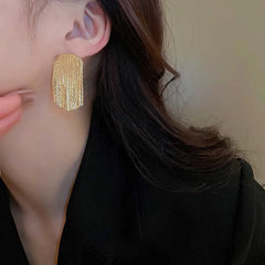 Dospita  -  Long Tassel Earrings for Women Korean Crystal Leaf Drop Earring Girls Accessories Statement Gold Color Brincos Jewelry Gifts