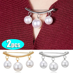 Dospita Exquisite Elegant Brooches Three Pearl Brooch Pins for Women Simple Sweater Coat Summer Dress Pearl Pin Fixed Clothing