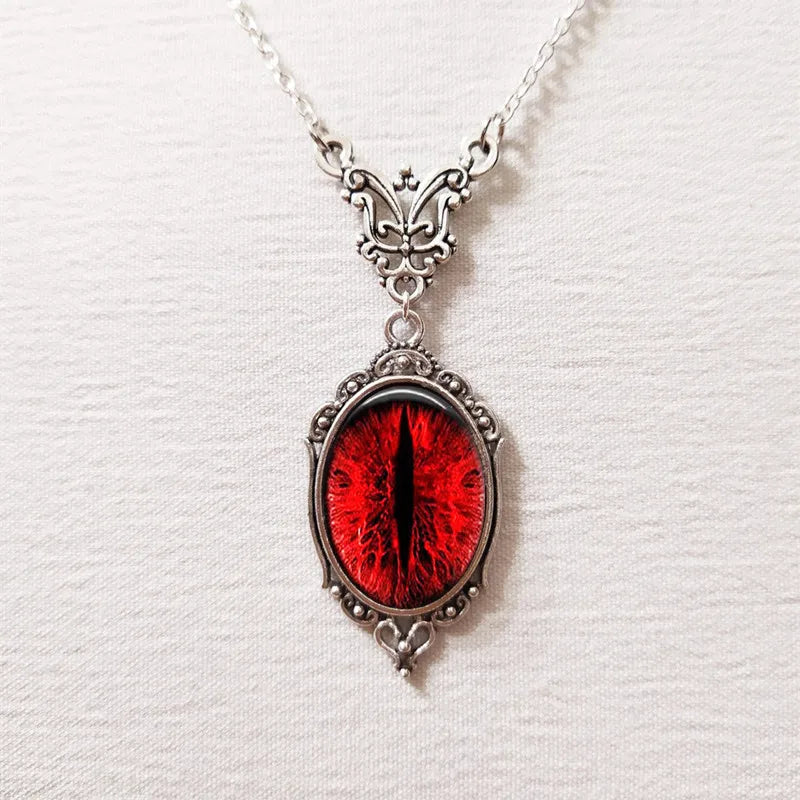 Dospita  -  Gothic Vintage Red Quartz Crystal Necklace Butterfly Necklace Vampire Embossed Witch Jewelry Accessories Vintage Chokers