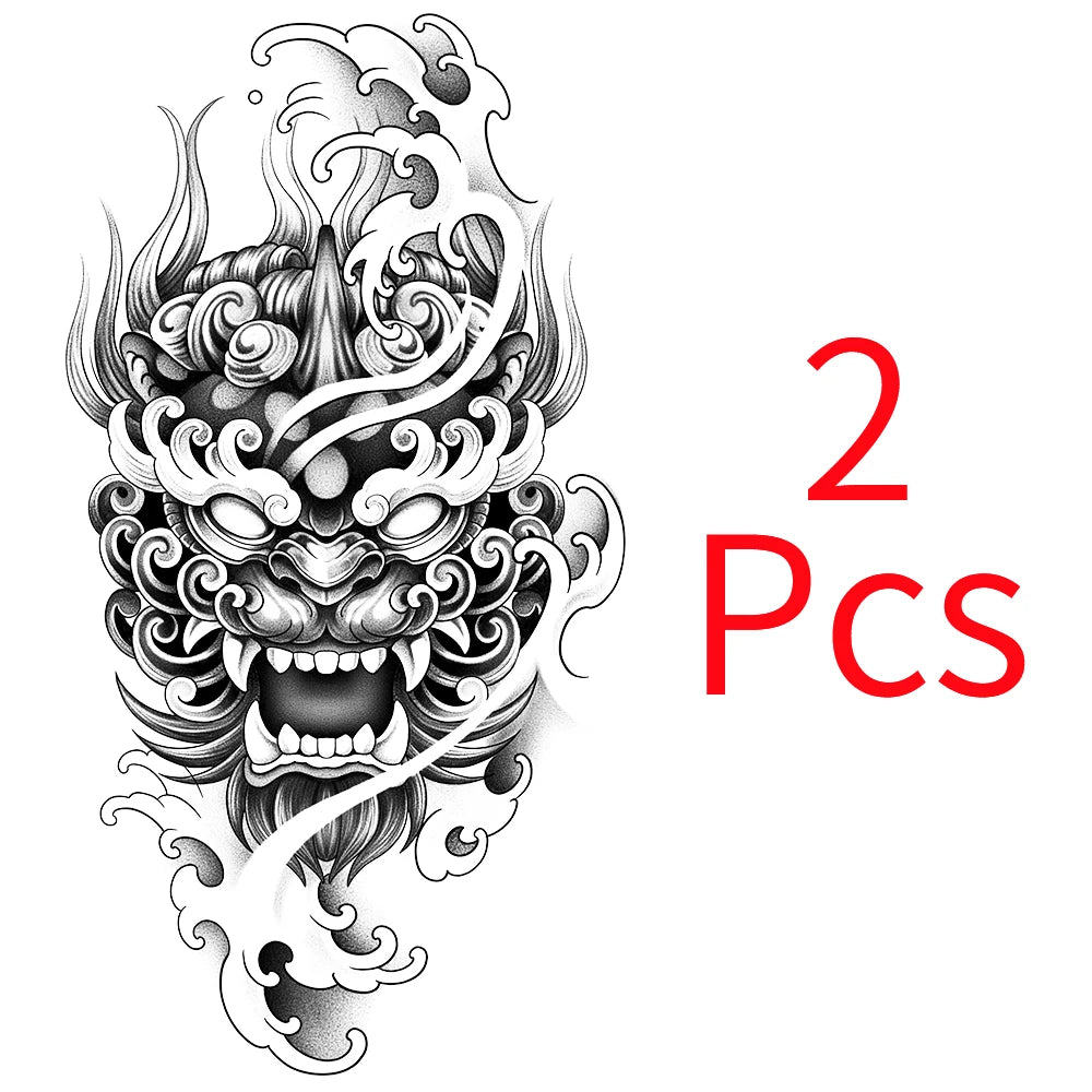 Dospita  -  Demon Mask Waterproof Temporary Tattoo Sticker, Long-lasting Waterproof for 1-2 weeks, Realistic Semi-Permanent Fake Tattoo