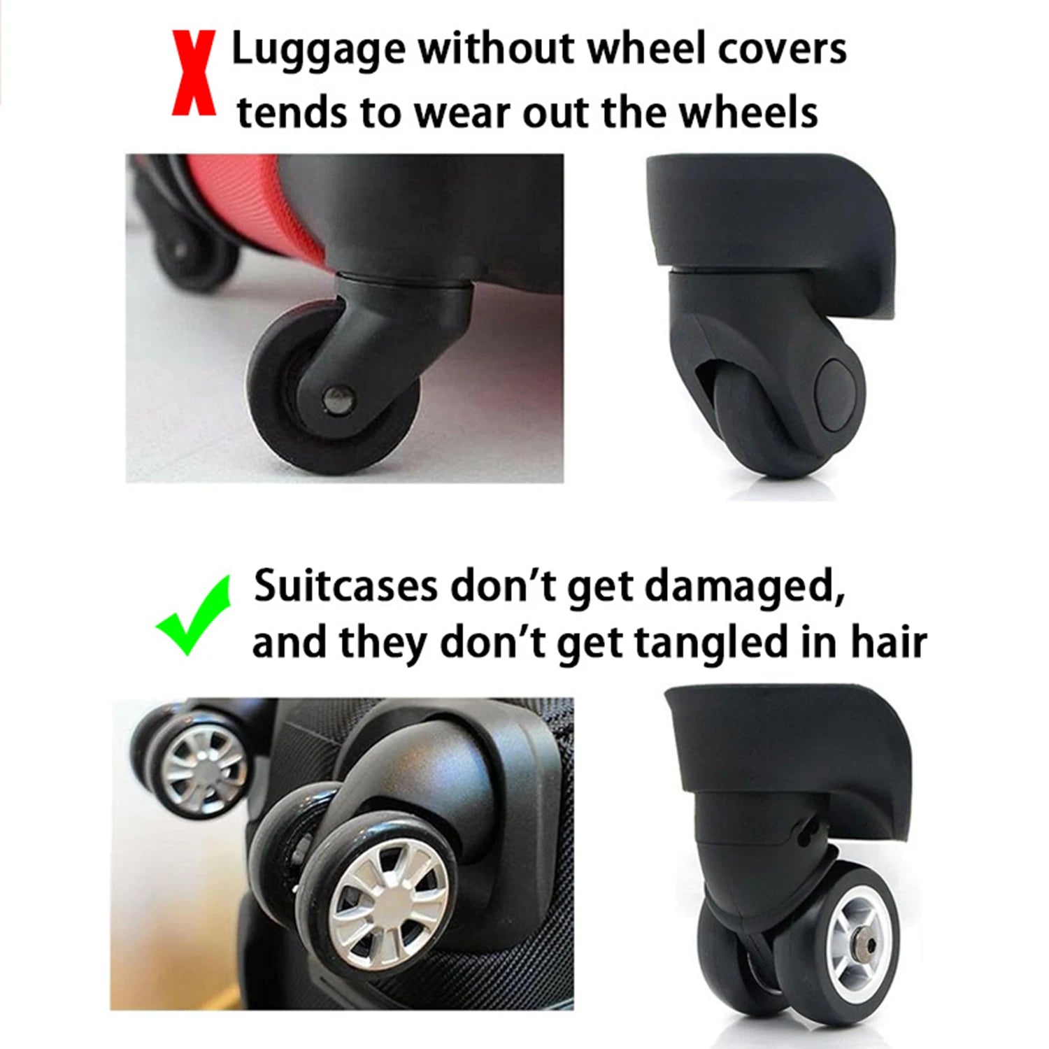 Dospita Luggage Wheel Covers for Suitcase Silicone Suitcase Wheel Protector Cover for Carry on Luggage Wheel Diameter Less Than 6cm