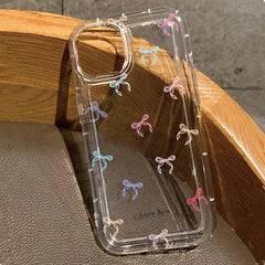 Dospita  -  Colorful Bow Print Clear Case  For iPhone 16 14 13 12 11 15 Pro Max SE XR X XS 7 8 Plus Transparent Tpu Shockproof Phone Cover