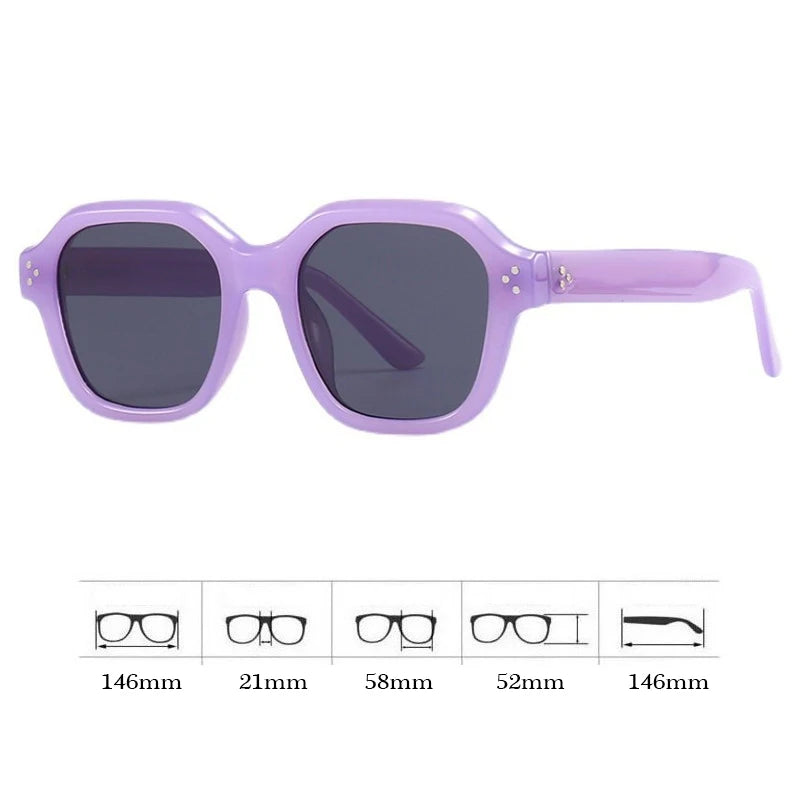 Dospita Korea Purple Square Frame Sunglasses Wome Ins Street Shot Sunshade Glasses Dustproof Windproof Riding Glasses UV400 Sunglasses