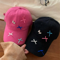 Dospita Korean Colorful Bow Label Baseball Hat New Men Women Breathable Sunshade Versatile Personal Snapback Cap Fashion Retro Sweet Ins