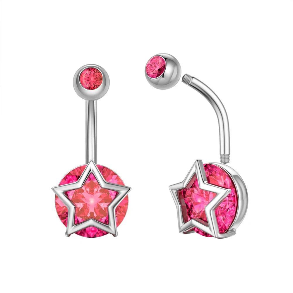 Dospita 1PC 316l Surgical Steel Assorted Colors Navel Ring  Crystal Balls Belly Button Ring Navel Piercing Body Jewelry 14g