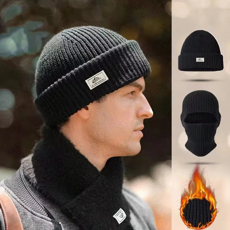 Dospita  -  2In1 Mask Beanies Hat Men Winter Balaclava Hats Knitted Hats Fashion Full Face Ski Bonnet Tactical Cycling Earmuffs Cap Knitted