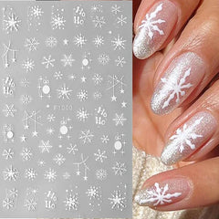 Dospita Snowflakes 3D Nail Art Stickers Christmas Winter Snow Slider Self Adhesive Decals Xmas Decoration For Nail Polish Design Manicu