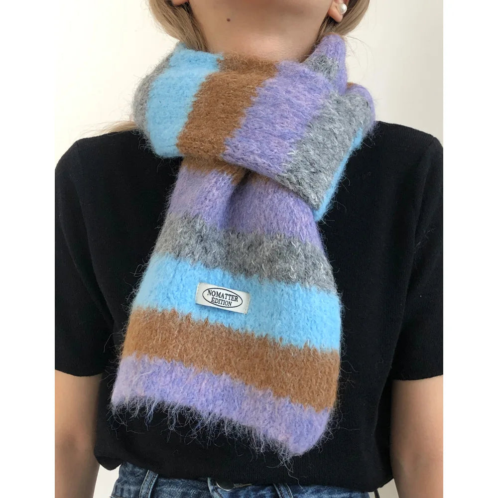 Dospita Winter Striped Knitted Scarves For Women&Men Scarf Shawl Autumn Winter Warm Wraps Scarf Female Neck Scarf Shawls Unisex Scarves