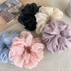 Dospita Soft and Romantic Hair Ties for Women with Unique Ruffle Design and Elegant Organza Material Charm and Beauty