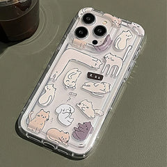 Dospita  -  Cartoon Cat Graphic Soft Clear Phone Case For iPhone 11 13 12 14 15 16 Pro Max XR X 7 8 Plus SE 2 3 Shockproof Airbag Cover