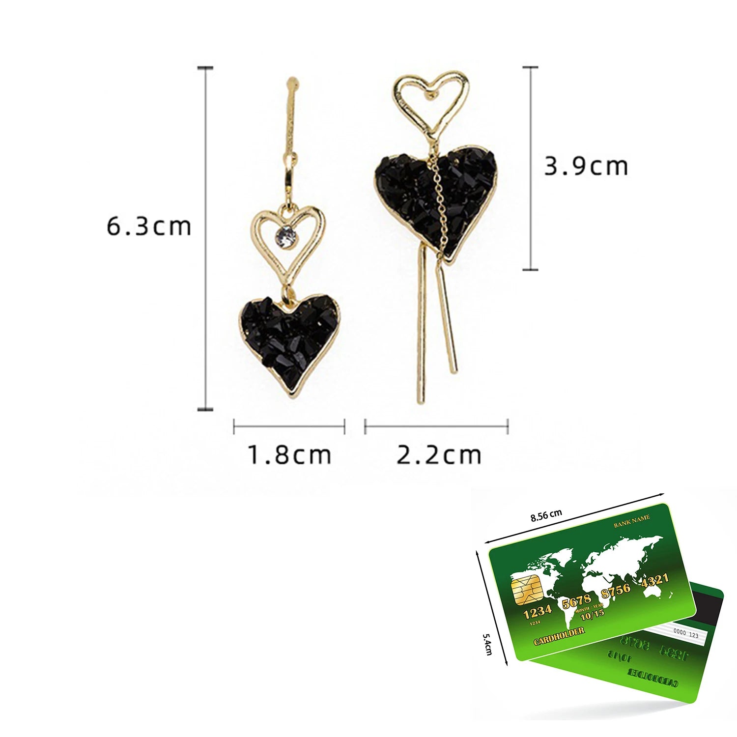 Dospita Asymmetrical Retro Black Heart Earrings For Women  Korean New Fashion Simple Elegant Jewelry Birthday Gift