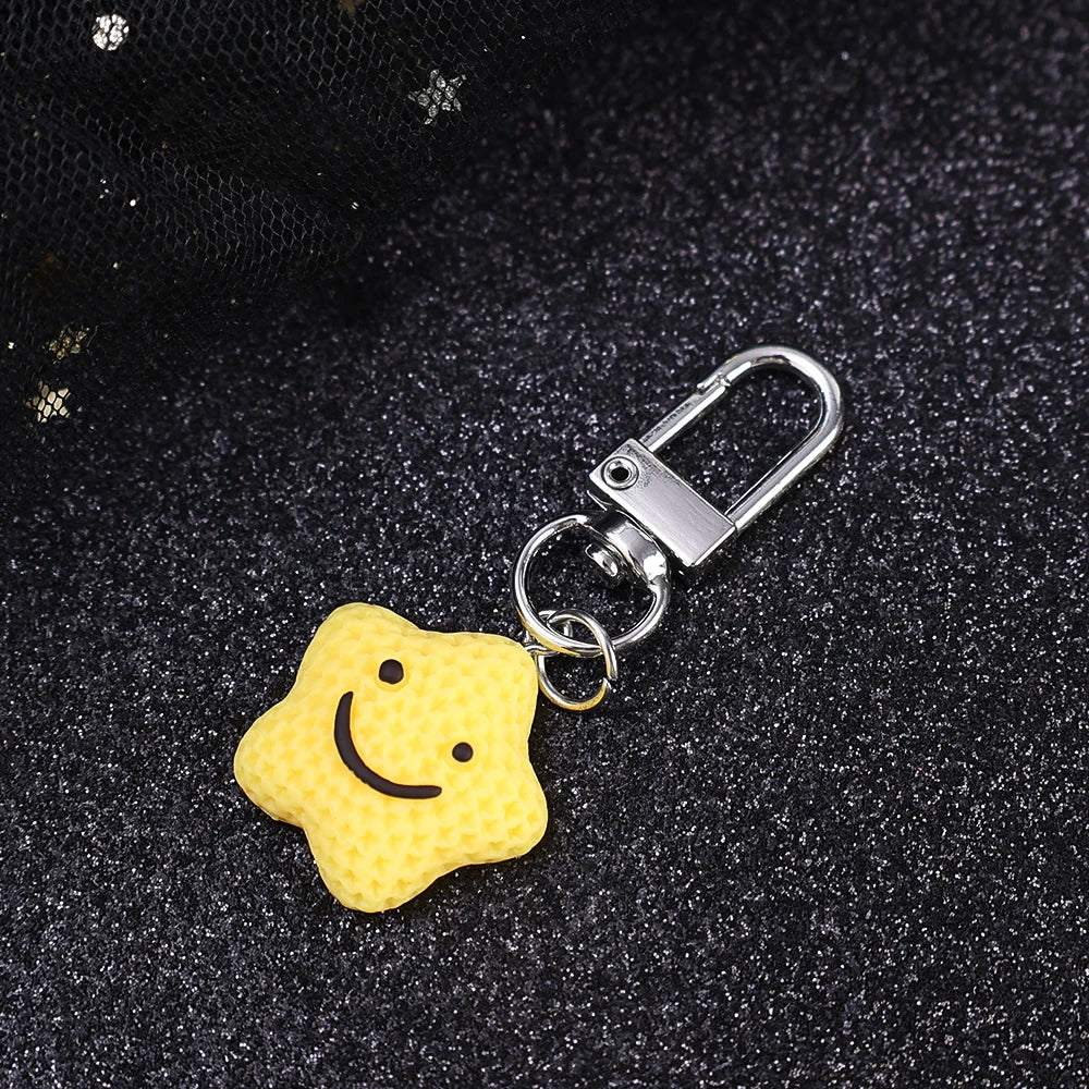 Dospita  -  1-4pcs Cute Cartoon Key Chains Rainbow Sun Star Moon Face Keychain Keyring Cartoon Kawaii Bag Car Phone Charms pendants Jewelry