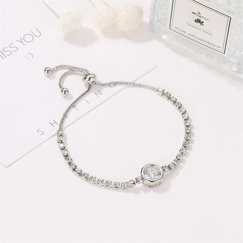 Dospita  New Elegant Crystal Woman Rhinestone Zircon Heart Chain Bracelet Elegant Women Adjustable Jewelry Gift