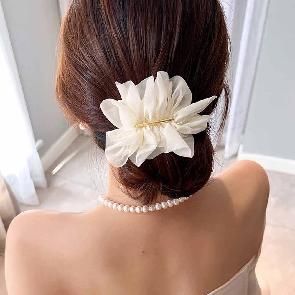 Dospita Chiffon Hairpin Sweet Barrette Hair Accessories Flower Spring Clip Hairgrips Ribbon Hair Clip Bow Hair Clip