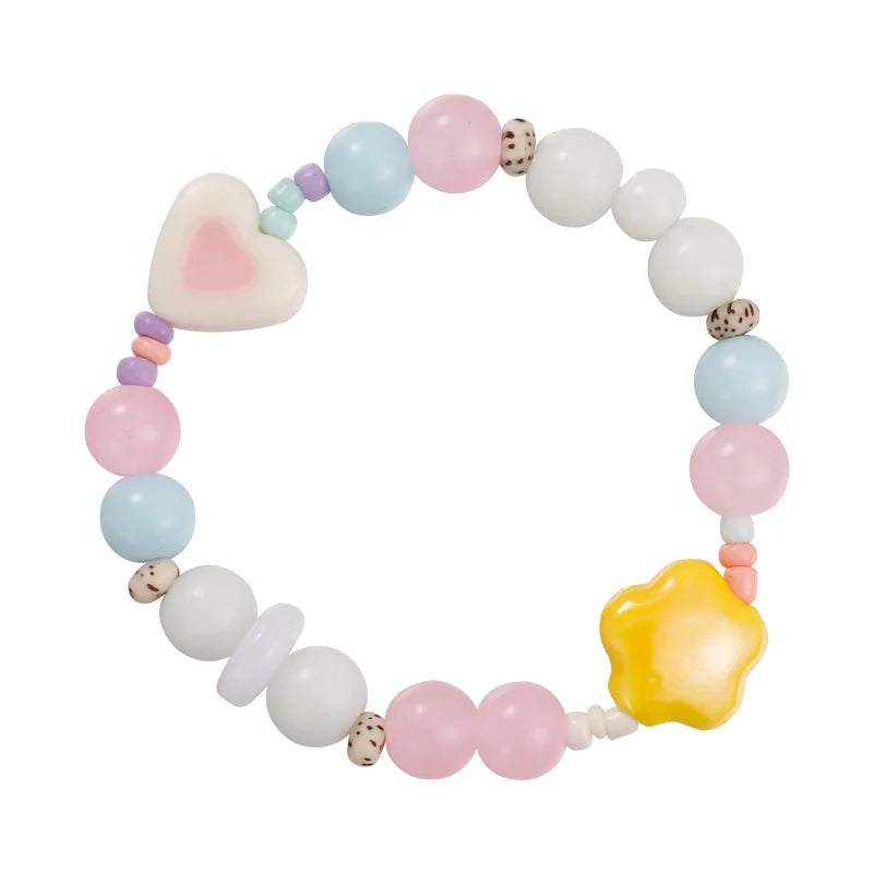 Dospita Sweet and Colorful Beaded Bracelet with Heart and Star Charms, Cute Gift for Girls Who Love Candy Colors Perfect  Accessory