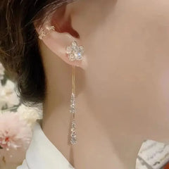 Dospita  -  Trendy Crystal Long Earrings Female Moon Star Flower Rhinestone Wedding Pendant Earrings Fashion Korean Jewelry Earrings