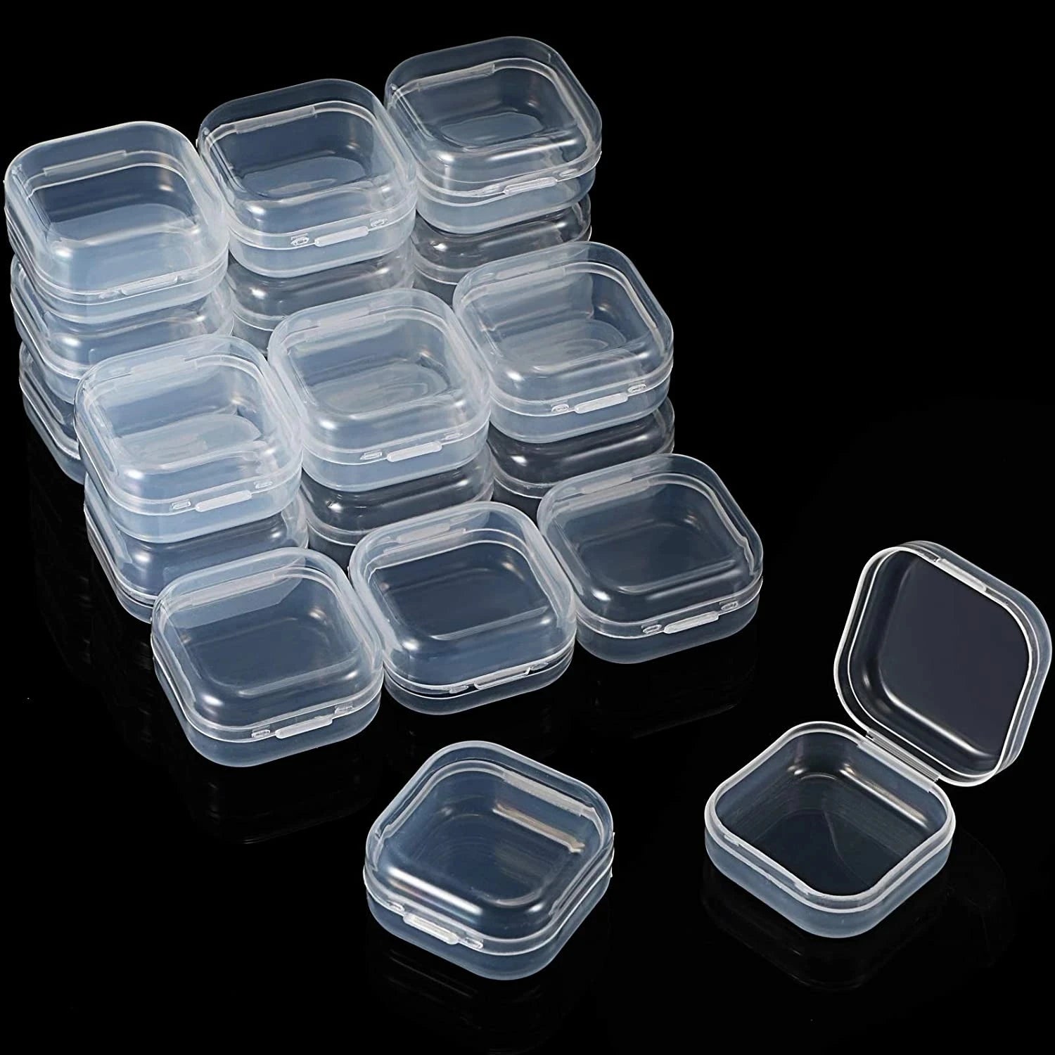 Dospita 10/20/30Pcs Mini Jewelry Storage Box Transparent Portable Plastic Box Earring Ring Necklace Jewelry Storage Home Storage Box