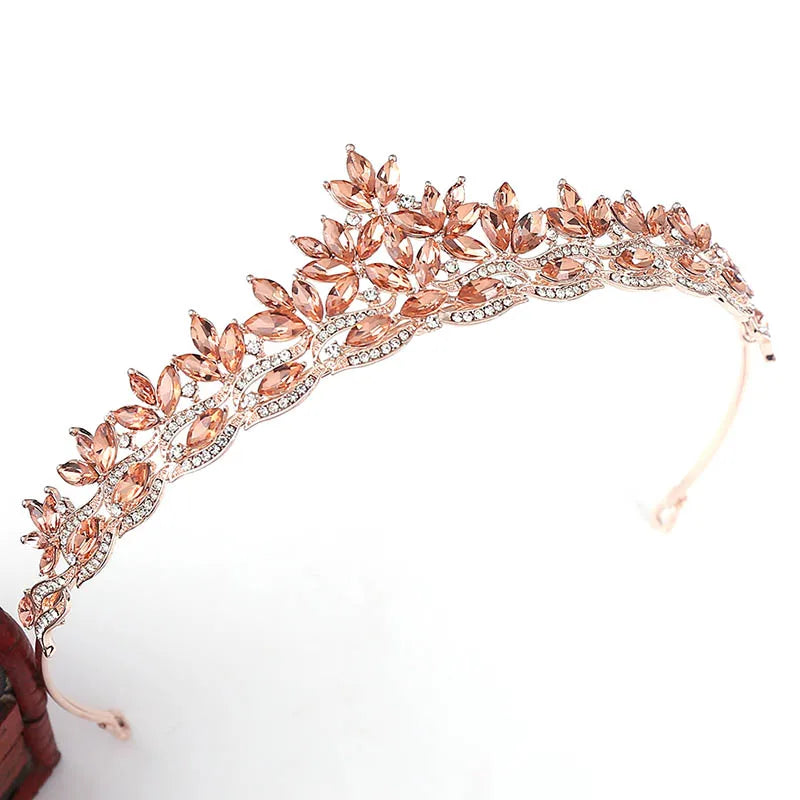 Dospita Wedding Headpiece Leaf Set with Crystal Bride Crown Headband on the Catwalk Festival Hair Accessories Wedding Hair Jewelry