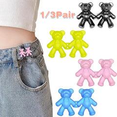 Dospita Detachable Button Metal Bear Tighten Waist Button Adjustable Waist Clip Pins for Women Skirt Pant DIY Clothing Accessories