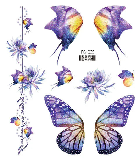 Dospita  -  Fairy Butterfly Wings Shiny Tattoo Sticker Waterproof Eyes Face Hand Body Art Fake Tattoos For Women Makeup Dance Music Festival