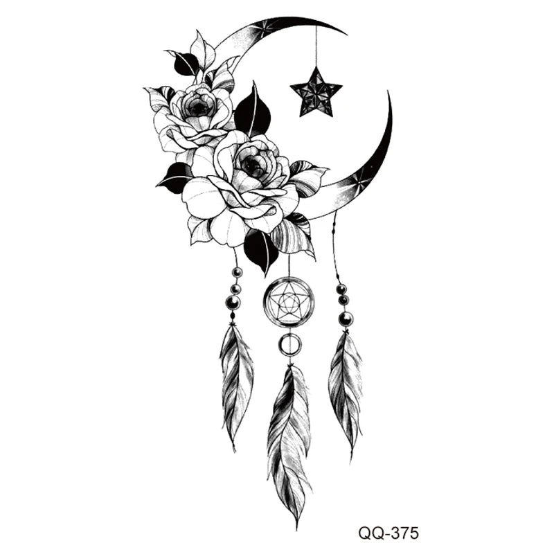 Dospita  -  Small Waterproof Temporary Tattoo Sticker Dream Catcher Snake Flower Star Moon Women Body Art Wrist Neck Kids Fake Mini Tatoo