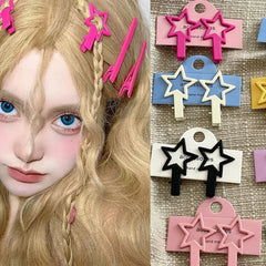 Dospita  -  3PCS Y2k Aesthetics Pentagram Star Hairpin for Women Sweet Girl's Charm Hair Clip Barrettes Harajuku Fashion Hair Accessories