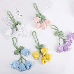 Dospita  -  Handmade Flower Knitted Keychain Keyring Women Crocheted Wool Flower Leaf Bag Pendants Car Key Ring Fresh Handbag Charms Gifts