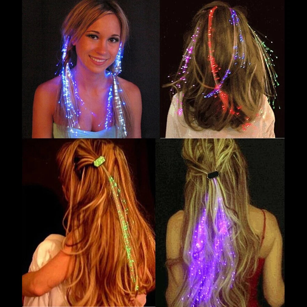 Dospita 1Pcs LED Flashing Hair Braid Glowing Novetly Luminescent Hairpin Hair Ornament Girls Led Toys Christmas New Year Party Gift