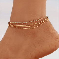 Dospita Bohemian Gold Color Beads Anklets For Women Fashion Cubic Zirconia Anklet Summer Beach Ankle Bracelet Foot Chain Jewelry