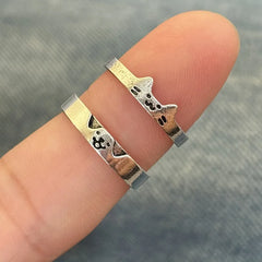 Dospita  -  2pcs Cute Cat Dog Animal Couple Ring for Women Men New Fashion Statement Lover Rings Valentine's Day Party Jewelry Gifts