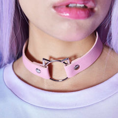 Dospita  -  New Cosplay Harajuku Punk Rock Gothic Collar Choker Sexy PU Leather Cat Ear Accessories Sexy Trendy Collar Choker Necklace