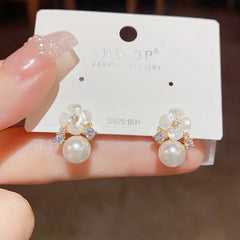 Dospita  -  New Korean Elegant Opal Flower Pearl Stud Earrings For Women Elegant Temperament Wedding Jewelry