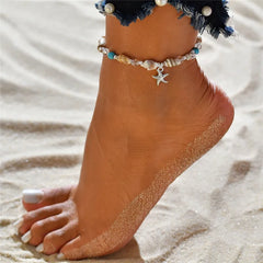 Dospita New Shell Beads Anklets for Women Silver Color Starfish Beach Leg Bracelet Handmade Bohemian Foot Chain Boho Jewelry Gift