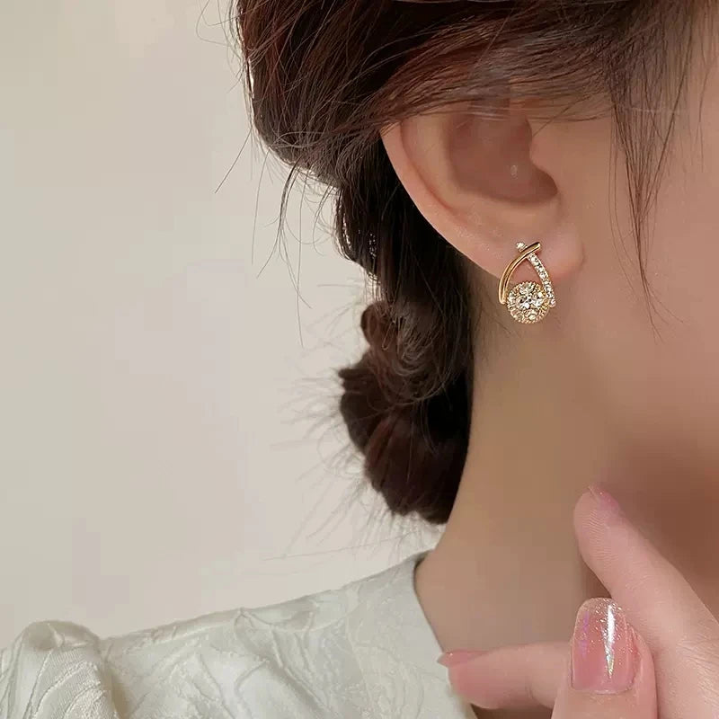 Dospita  -  Fashion Cross Stud Earrings For Women Girls Korean Style Elegant Crystal Jewelry Ear Rings Fishtail Lady Earrings Gift