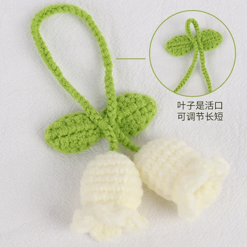 Dospita  -  Handmade Flower Knitted Keychain Keyring Women Crocheted Wool Flower Leaf Bag Pendants Car Key Ring Fresh Handbag Charms Gifts