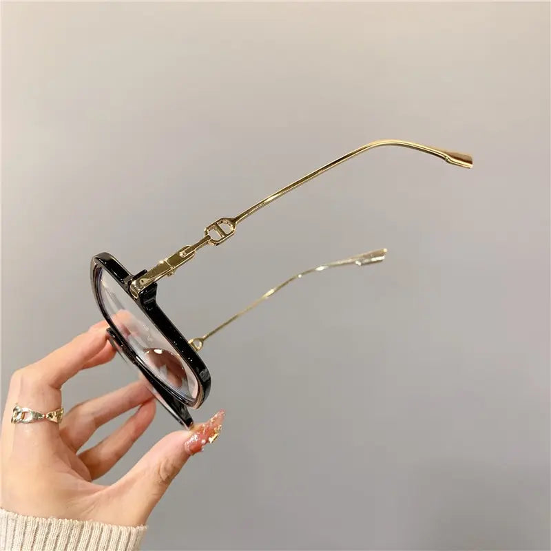 Dospita Fashion Oversized Square Eyewear Retro Womens Light Bloking Metal Frame Glasses Trend Optical Computer Eyeglasses