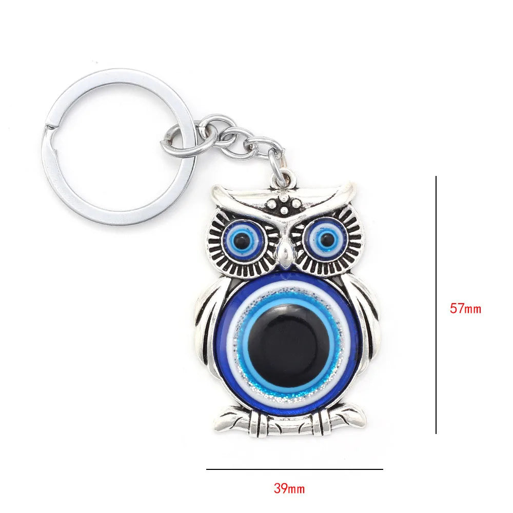 Dospita Lucky Blue Evil Eye Owl Keychain for Women Men Tassel Key Chain Key Ring Charms Animal Car Key Chain Fashion Jewelry Gift