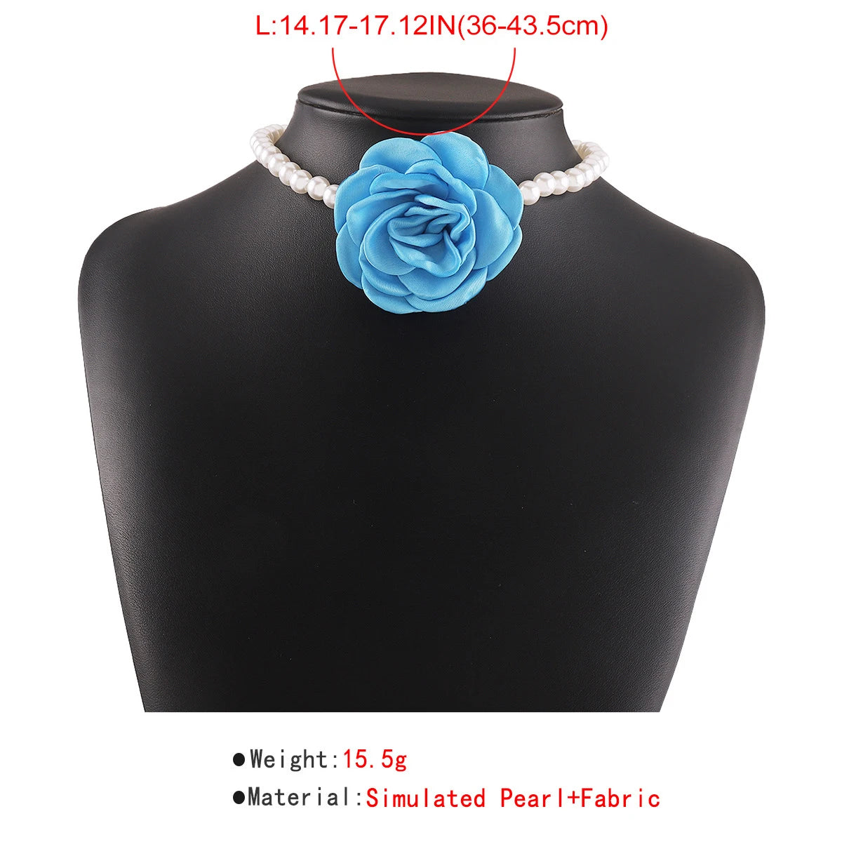 Dospita Cloth Flower Choker Pearl Beaded Clavicle Necklace For Women Girls Cute Romantic Collar Necklace Elegant Wedding Party Jewelry