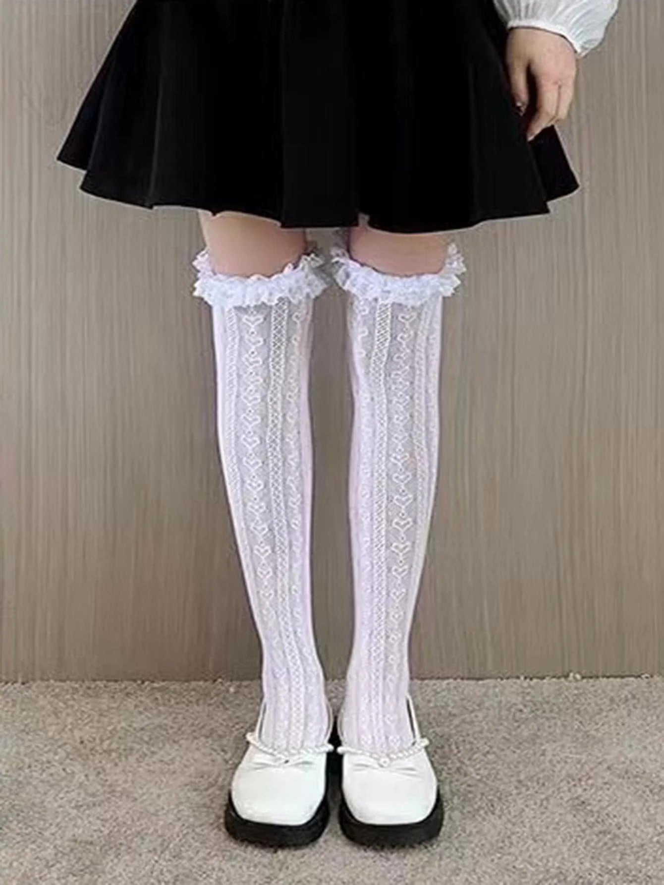 Dospita 1 pair of new Lolita stockings lace stockings Lolita knee high JK girls thigh stockings Cos knee high stockings