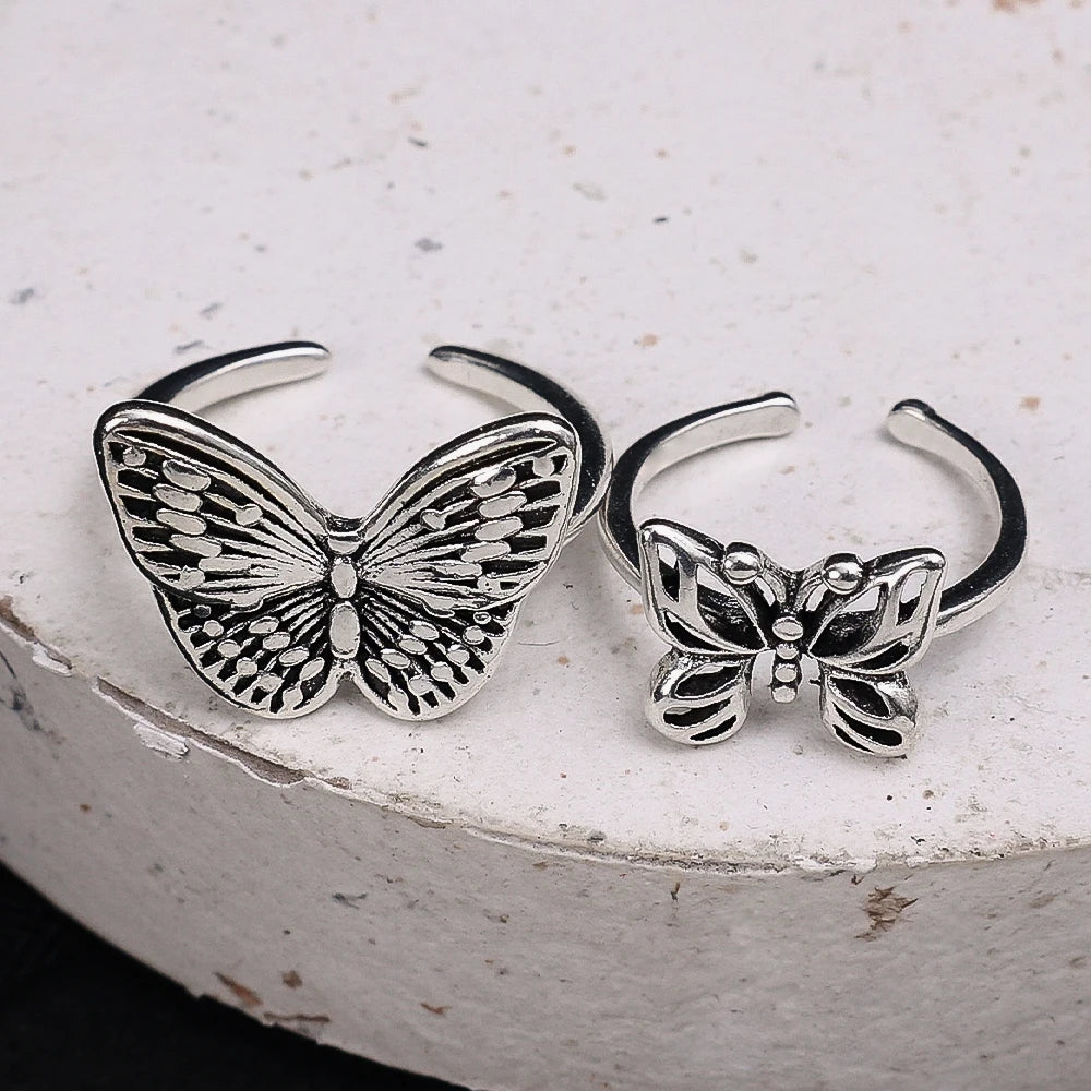 Dospita Vintage Punk Metal Butterfly Shape Rings Adjustable Butterfly Women's Rings Exquisite Insect Ring Gothic Jewelry Free Shipping